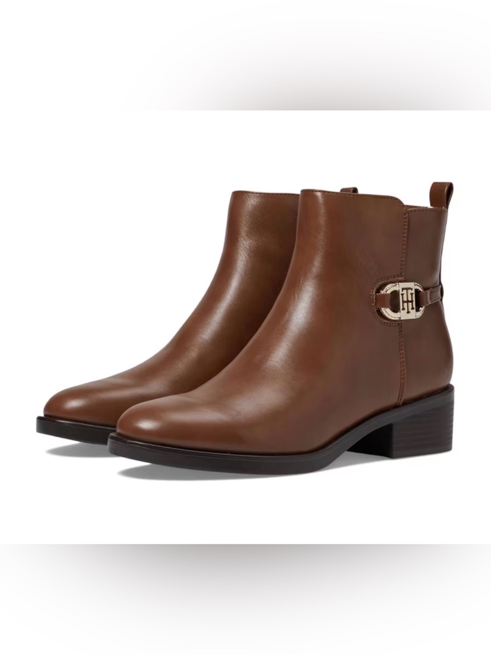 Tommy Hilfilger Brown Faux Leather Ankle Booties size 8.5 NWOT